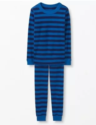 Hanna Andersson Long Johns Pajamas 160 Sz 14 Blue Stripes • $18