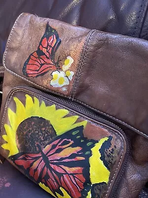 Butterflies Hand Painted Leather Bag • £10