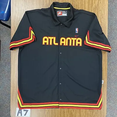 Vintage 00s Swingman Atlanta Hawks Warm Up Button Up Jersey 4XL XXXXL Black  • $54.99