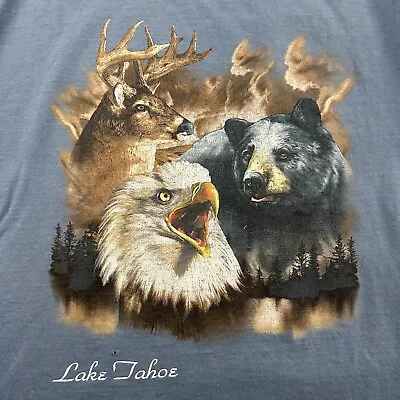 Vintage Gildan Lake Tahoe Short Sleeve T Shirt Men's XL Blue Eagle • $10.79