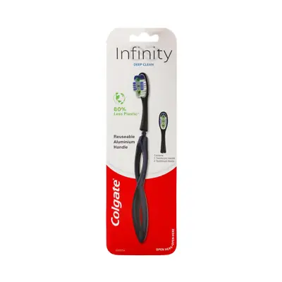 Colgate Infinity Deep Clean Aluminium Handle Toothbrush With 2 Replaceable Heads • $20.97