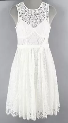 Tracy Reese Sz 2 White Lace Overlay Slip Nylon Blend Fit N Flare Dress 139S • $24.31