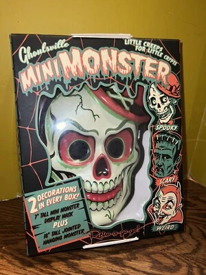 $30 • Buy Ghoulsville Crazy Bones Halloween Mask Retro-A-Go-Go Mini Monster Skeleton NIB
