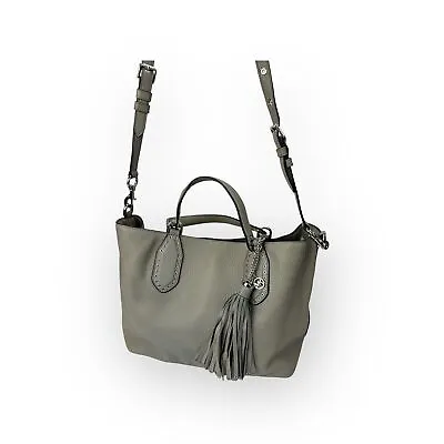 Michael Kors Brooklyn Gray Large Leather Studded Satchel Handbag W/Dustbag • $120