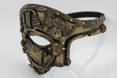 Unisex Black Gold Half Face Mask Gothic Steampunk Halloween Costume Future Party • $20.96