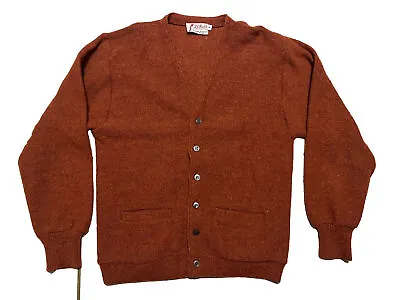 Vintage 50s/60s Orange Mohair Wool Knit Sweater Cardigan KURT COBAIN GRUNGE M • $55