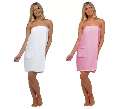 £13.99 • Buy Ladies 100% Cotton Terry Towelling Spa Bath Shower Body Towel Wrap With Pocket