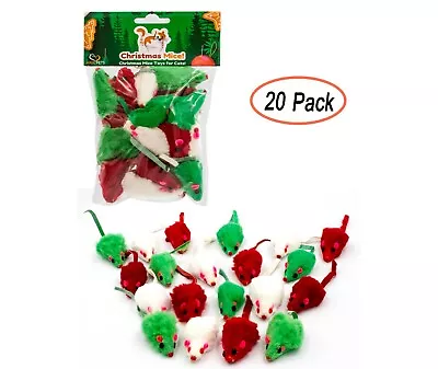 AXEL PETS 20 Merry Christmas Holiday Cat Rabbit Fur Mice Toys With Catnip Rattle • $15.99