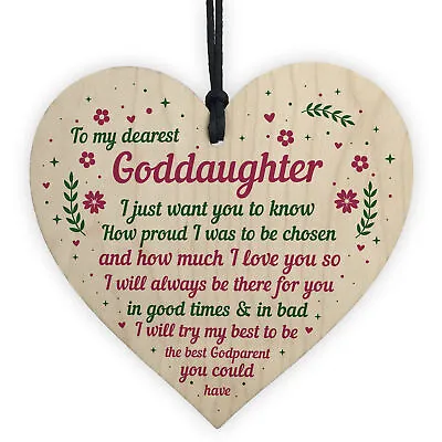 Handmade Goddaughter Gift Wooden Heart Goddaughter Birthday Gift From Godparent  • £3.99