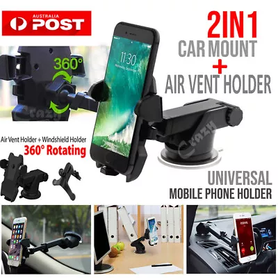 Car Phone Holder Mount Stand Windshield Air Vent Cradel GPS IPhone Samsung Oppo • $13.49