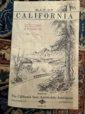 California State Highway Map 1938 Automobile Association • $5.99