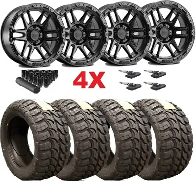 Black Rhino Wheels Rims 33 12.50 20 Tires Mt Mud Sierra Silverado Ram 1500 • $2395