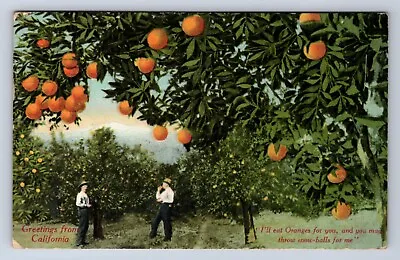 Vintage I'll Eat Oranges For You & You Throw Snow-balls For Me~1912 Postcard Da • £5.78