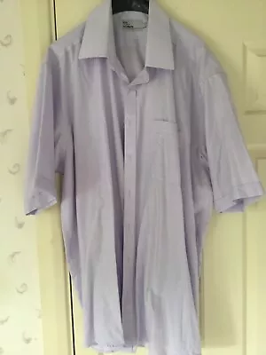 M&S Ultimate Short Sleeved Shirt Lilac 100% Cotton 18 Inch 46 Non Iron • £8