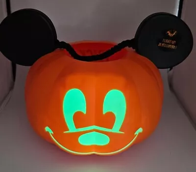 Disney Light Up-Mickey Mouse Trick Or Treat Orange Pumpkin Halloween Bucket. • $10.46