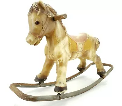 Vintage Blow Mold Plastic 1965 Blazon Childs Miniature Rocking Horse 16  Tall • $59.18