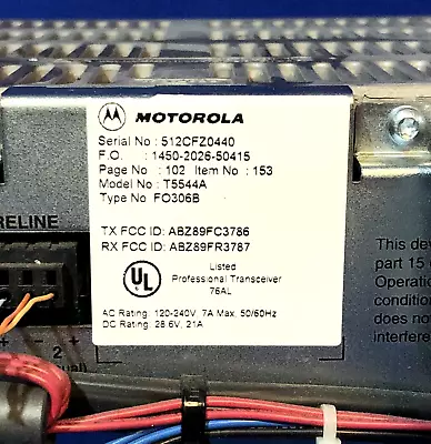 Motorola MTR2000 🧰 Model # T5544A 100W Base Station Repeater Power Supply 🧰 • $312.80