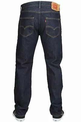 Levis 501 Original Fit Jeans Straight Leg Button Fly 100% Cotton Blue Black • $42.98