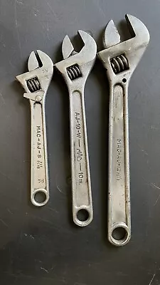 MAC Tools USA Set Of 3 Adjustable Wrenches AJ8 AJ10 AJ12 Vintage Lot See Pics • $59.99