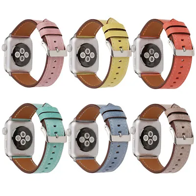 $18.99 • Buy Genuine Leather Apple Watch Band Series 7 SE 6 5 4 3 2 Strap IWatch Band 40-45mm