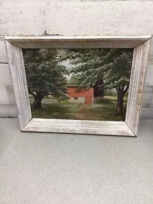 Vintage Red Barn Painted On Canvas Board • $29.95