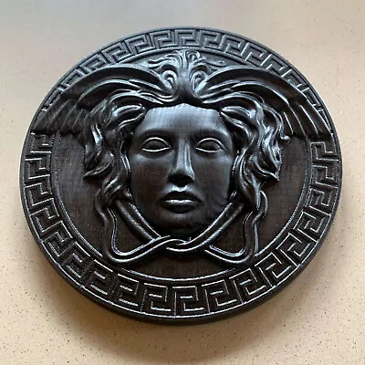 9  Medusa Gorgona Head 3d Carved Wood Black Greek Picture Wall Decor Plaque • $56.90