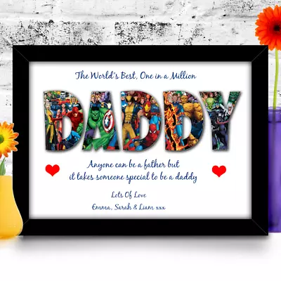 Personalised Marvel Superhero Theme Gift 4 Daddy Dad Grandpa Fathers Day Present • £5