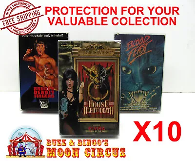 10x VHS MOVIE CARDBOARD BIG BOX (SIZE D) CLEAR PLASTIC PROTECTIVE BOX PROTECTORS • $16.98