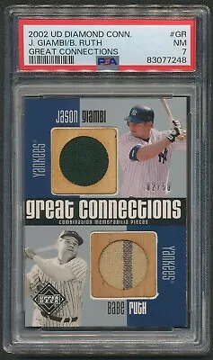 2002 Ud Diamond Great Connections Babe Ruth Jason Giambi Bat Card #gr Psa 7 Nm • $695