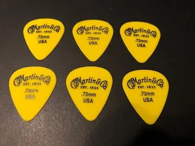 Martin Guitar Picks 6pc Set .73mm Yellow Tortex • $9.95