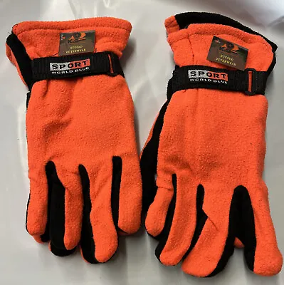 2 Pair Men's Orange Winter Fleece Gloves Bright  Hunting Orange    New With Tags • $12.99