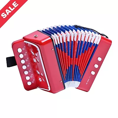 10 Keys Button Accordion For Kids Mini Accordian Musical Instrument Red  • $32.99