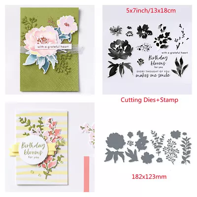 £8.75 • Buy Flowers Animal Lace Phrase Cutting Dies Clear Stamps For DIY Handmade Paper Card