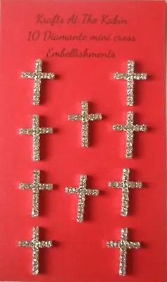 10 Diamante Small Silver Metal Cross Embellishments /Card Crafts Christening • £5.40