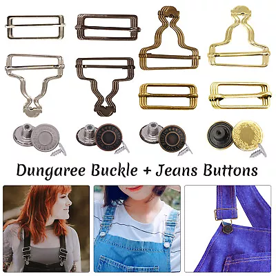 Dungaree Buckle With Jeans Buttons Brace Clips Rectangle For DIY Clothes Jackets • £3.99