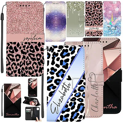 Unique Personalised Flip Wallet Leather Case Cover For IPhone 14 Pro 13 12 11 15 • £10.55