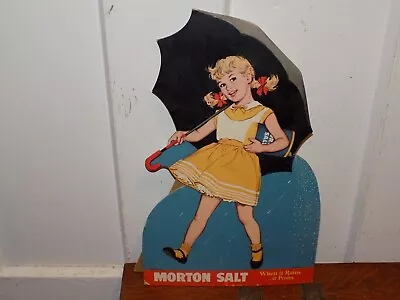 Vintage Morton Salt When It Rains It Pours Cardboard Store Display Sign • $135