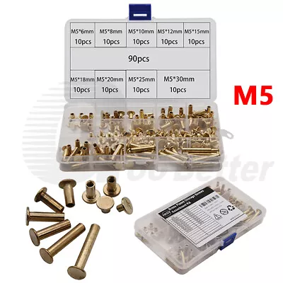 £10.02 • Buy 90pc M5 Leather Belt Wallet Chicago Screw Bind Rivet Nail Stud 6-30mm Assortment