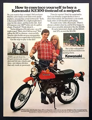 1980 Kawasaki KE100 Motorcycle Photo  Easy For Street Fun On Dirt  Print Ad • $7.99