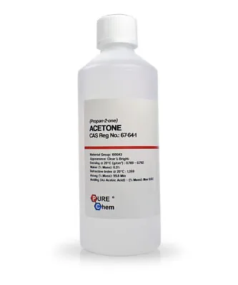 £8.97 • Buy Acetone 99.8% Purity - 500ml - False Nail Remover - Solvent, Cleaner, Degreaser