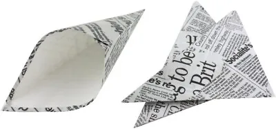 Disposable Takeaway Cardboard CHIPS FRIES CONE Scoop Fast Food Packaging 19x20cm • £3.99