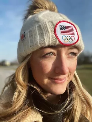 The U.S. Olympic Fan Beanie White Merino And Alpaca Wool • $47.94