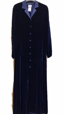 £175 • Buy LAURA ASHLEY VTG BLUE VELVET DRESS COAT SILK RIDING FIT FLARE EDWARDIAN 80’s 14