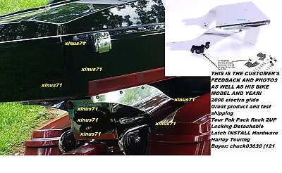 $118.88 • Buy Tour Pak Pack Rack 2UP Locking Detachable Latch INSTALL Hardware  Harley Touring