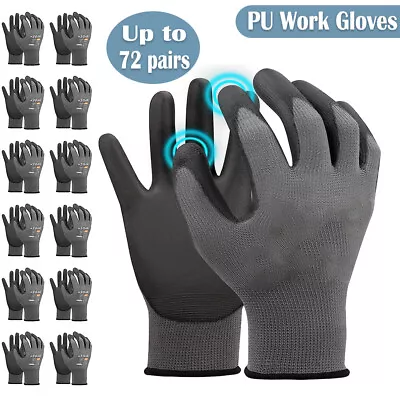 72 Pairs - PU Work Gloves Safety Gloves General Purpose Mechanic Hand Protection • $57.58