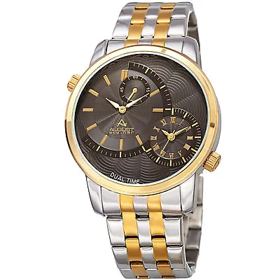 Men's August Steiner AS8210TTG Dual Time Sub-Second Dial Steel Bracelet Watch • $67.60