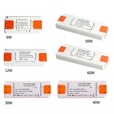 6W 12W 30W 40W 60W LED Driver Power Supply Thin Transformer 110V-220V To 12V 24V • $9.10