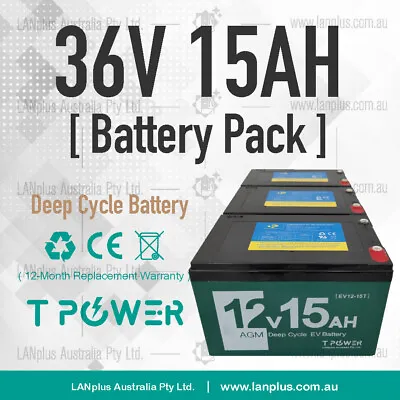 36V 15AH Sealed Lead Acid AGM EV DEEP CYCLE BATTERY Pack EBike Scooter 3x 12V • $149