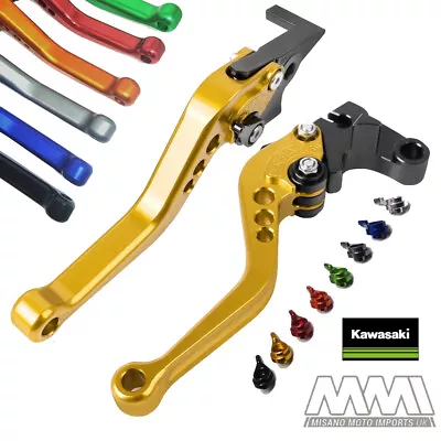 Gold Short CNC Brake And Clutch Levers For Kawasaki Motorcycle-Pick Model In Ad • £44.95