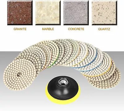 4Inch Diamond Polishing Pads Kit Backer Pad Wet/Dry Polish Pad For Drill Grinder • $42.75